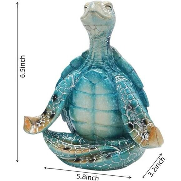 Sea Turtle Yoga Statue Coastal Zen Garden Decor Resin Figurine Home Office - Picture 3 of 7